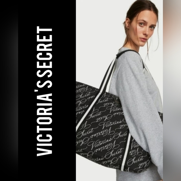 Victoria's Secret Handbags - NWT! VICTORIA'S SECRET BLACK AND WHITE LOGO‎ WEEKENDER TOTE